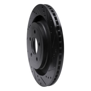 Ford Mustang Brake Rotor (1) - Rear Right - R1 Concepts - Drilled & Slotted - Black - `15-`23